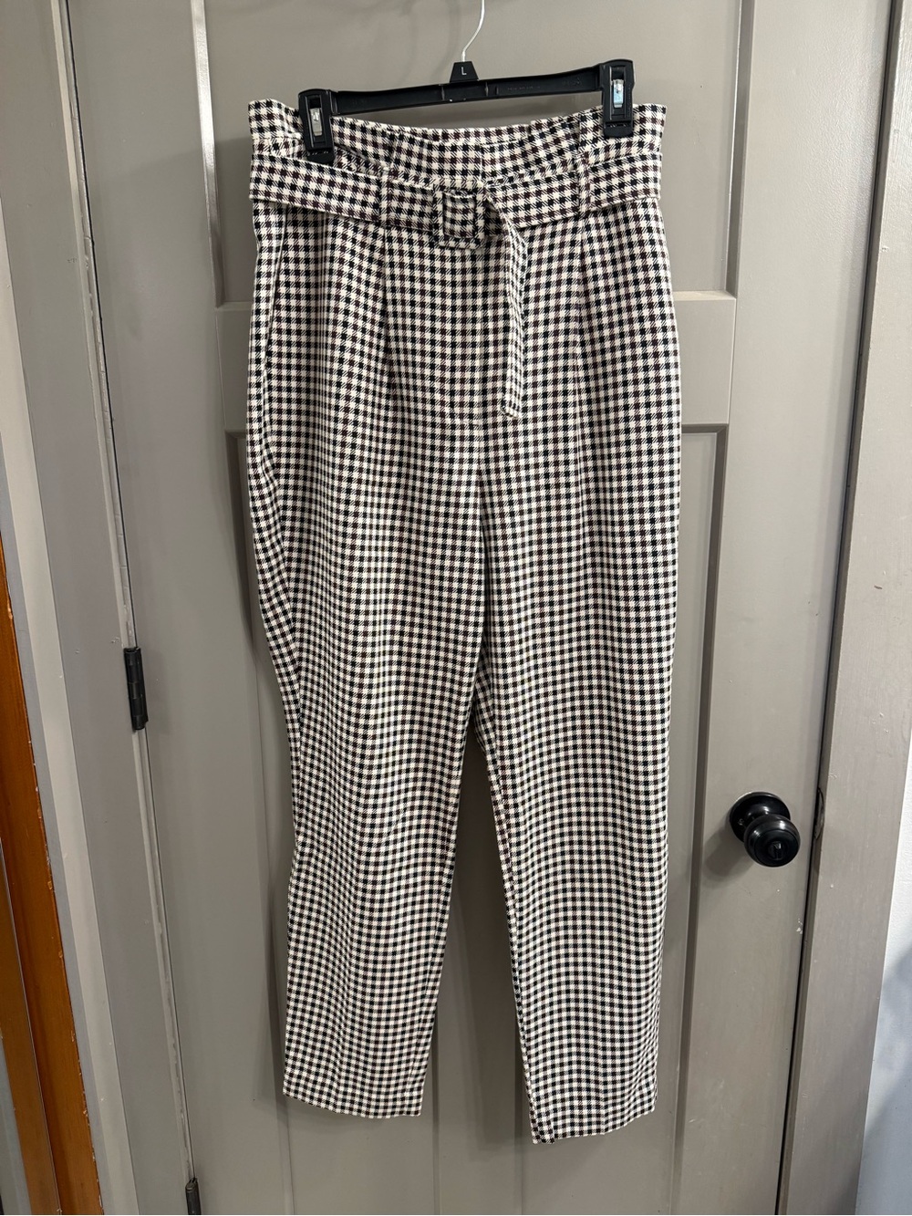 Express Gingham Paperbag Waist Pants